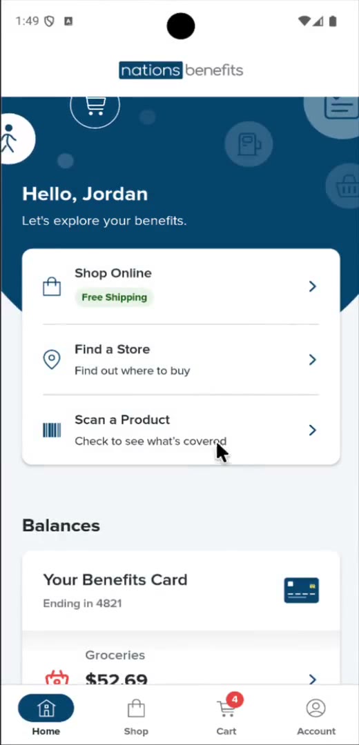 Benefit-wallet balances and shopping a specific wallet